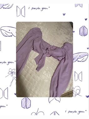 Better Be Lavender Crop Top with Elastic Neckline